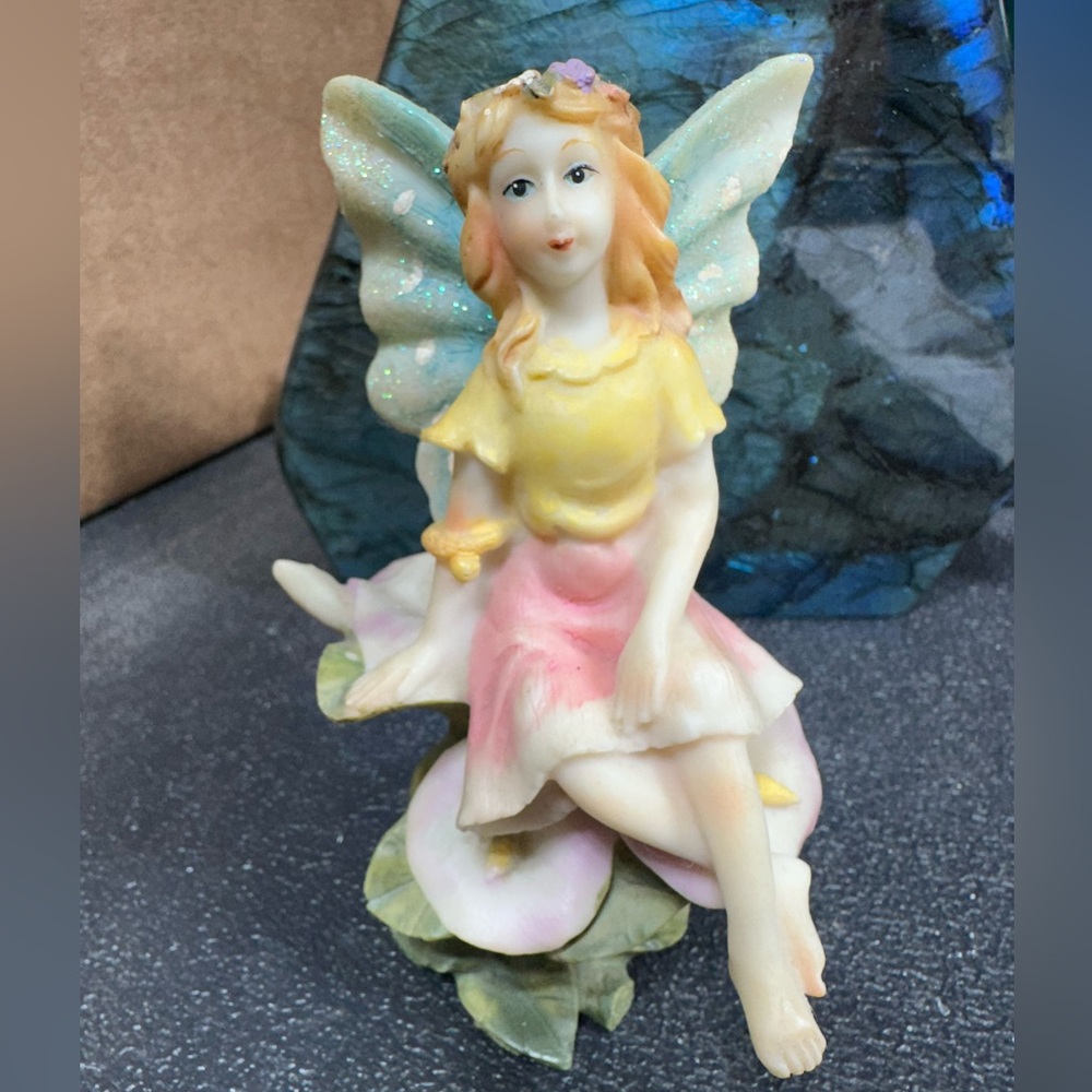 Charming Fairy Figurine with Pink and Yellow Dress